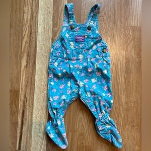 Vintage 90’s Oshkosh floral corduroy baby overalls